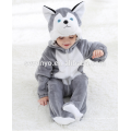 Bébé doux flanelle barboteuse Animal Onesie pyjamas tenues costume, vêtements de couchage, tissu gris mignon, serviette à capuchon de bébé